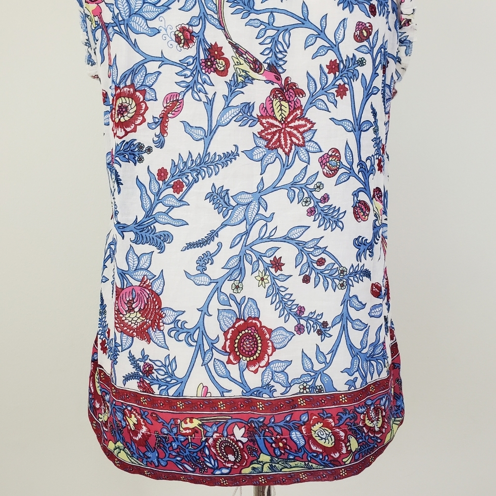 Point Sur J. Crew Ruffle Block Print Top - Picture 12 of 14